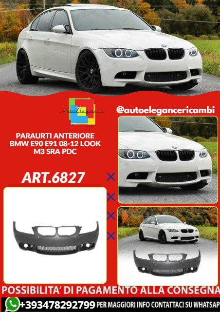 💕ART.6827 PARAURTI ANTERIORE ADATTO PER BMW E90 E91 08-12 LOOK M3 SRA PDC💕