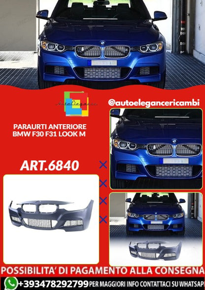 💕ART.6840 PARAURTI ANTERIORE ADATTO PER BMW F30 F31 LOOK M PDC💕