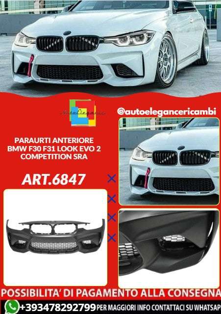 💕ART.6847 PARAURTI ANTERIORE ADATTO PER BMW F30 F31 LOOK EVO 2 COMPETITION💕