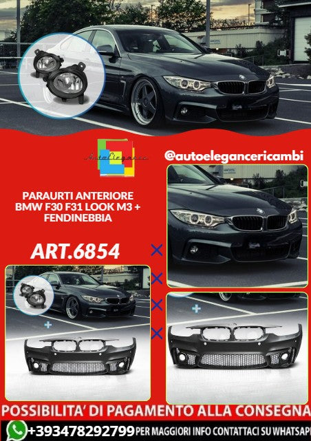 💕ART.6854 PARAURTI ANTERIORE ADATTO PER BMW F30 F31 LOOK M3 + FENDINEBBIA💕