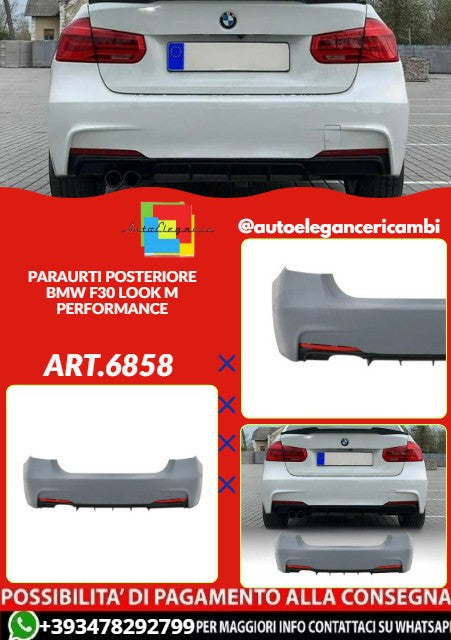 💕ART.6858 PARAURTI POSTERIORE ADATTO PER BMW F30 LOOK M PERFORMANCE💕