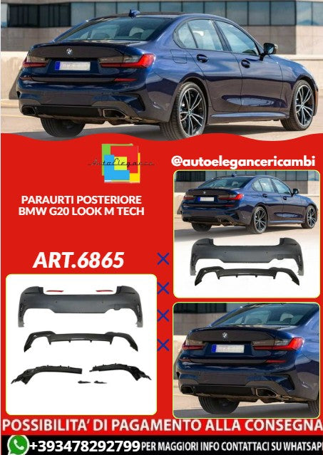 💕ART.6865 PARAURTI POSTERIORE ADATTO PER BMW G20 LOOK M TECH💕