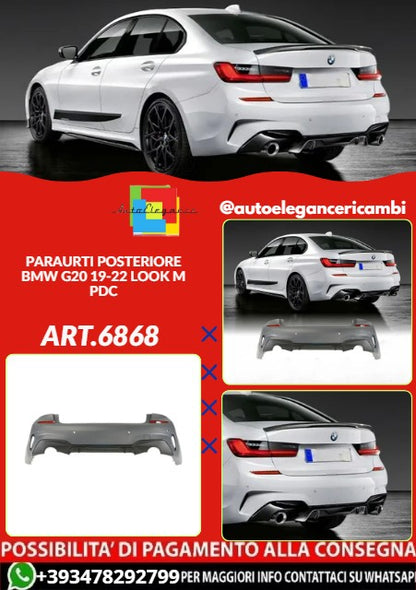 💕ART.6868 PARAURTI POSTERIORE ADATTO PER BMW G20 2019-2022 LOOK M PDC💕