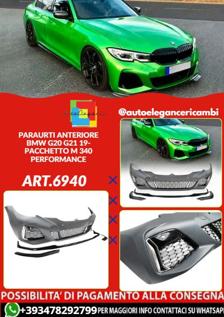 💕ART.6940 PARAURTI ANTERIORE ADATTO PER BMW G20 G21 19- PACCHETTO M340💕