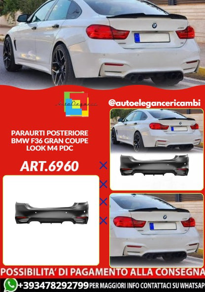 💕ART.6960 PARAURTI ANTERIORE ADATTO PER BMW F36 GRAN COUPE LOOK M4 PDC💕
