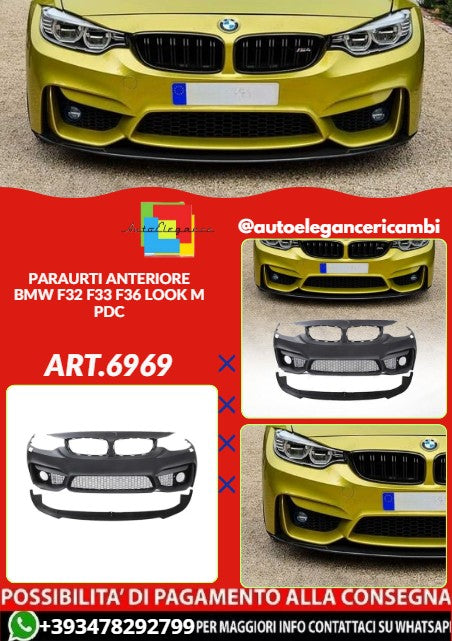 💕ART.6968 PARAURTI ANTERIORE ADATTO PER BMW F32 F33 F36 LOOK M4 SRA GRIGLIE💕