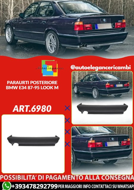 💕ART.6980 PARAURTI POSTERIORE ADATTO PER BMW E34 87-95 LOOK M💕