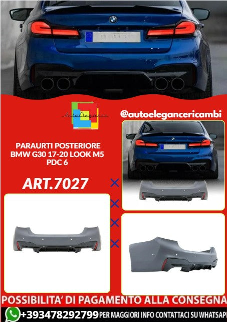 💕ART.7027 PARAURTI POSTERIORE ADATTO PER BMW G30 17-20 LOOK M5 PDC 6💕