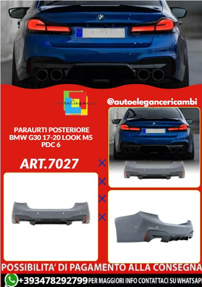 💕ART.7027 PARAURTI POSTERIORE ADATTO PER BMW G30 17-20 LOOK M5 PDC 6💕