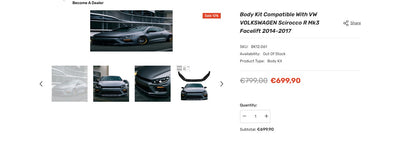 💫ART.7355 Bodykit per VW VOLKSWAGEN Scirocco R Mk3 Facelift 2014-2017💫