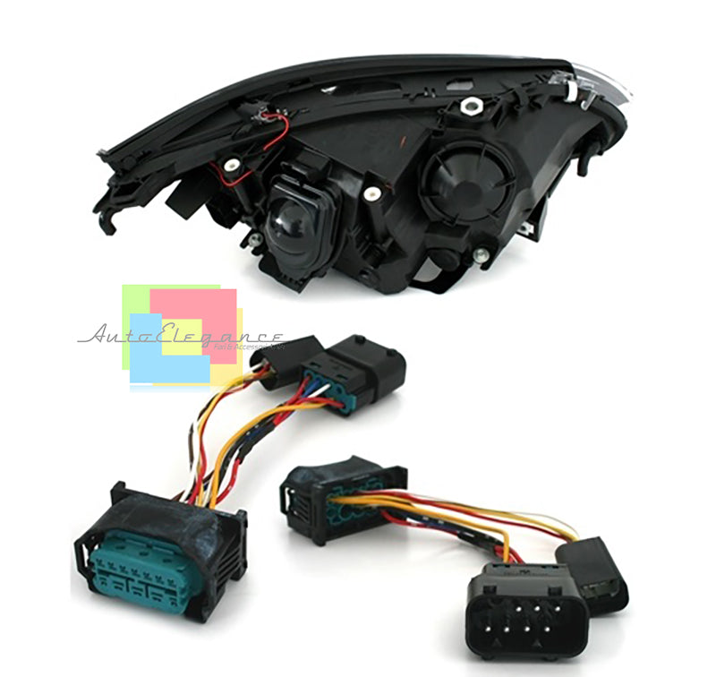 BMW SERIE 5 E60 E61 2003-2007 FARI ANTERIORI NERI CON ANGEL EYES LED BIANCHI