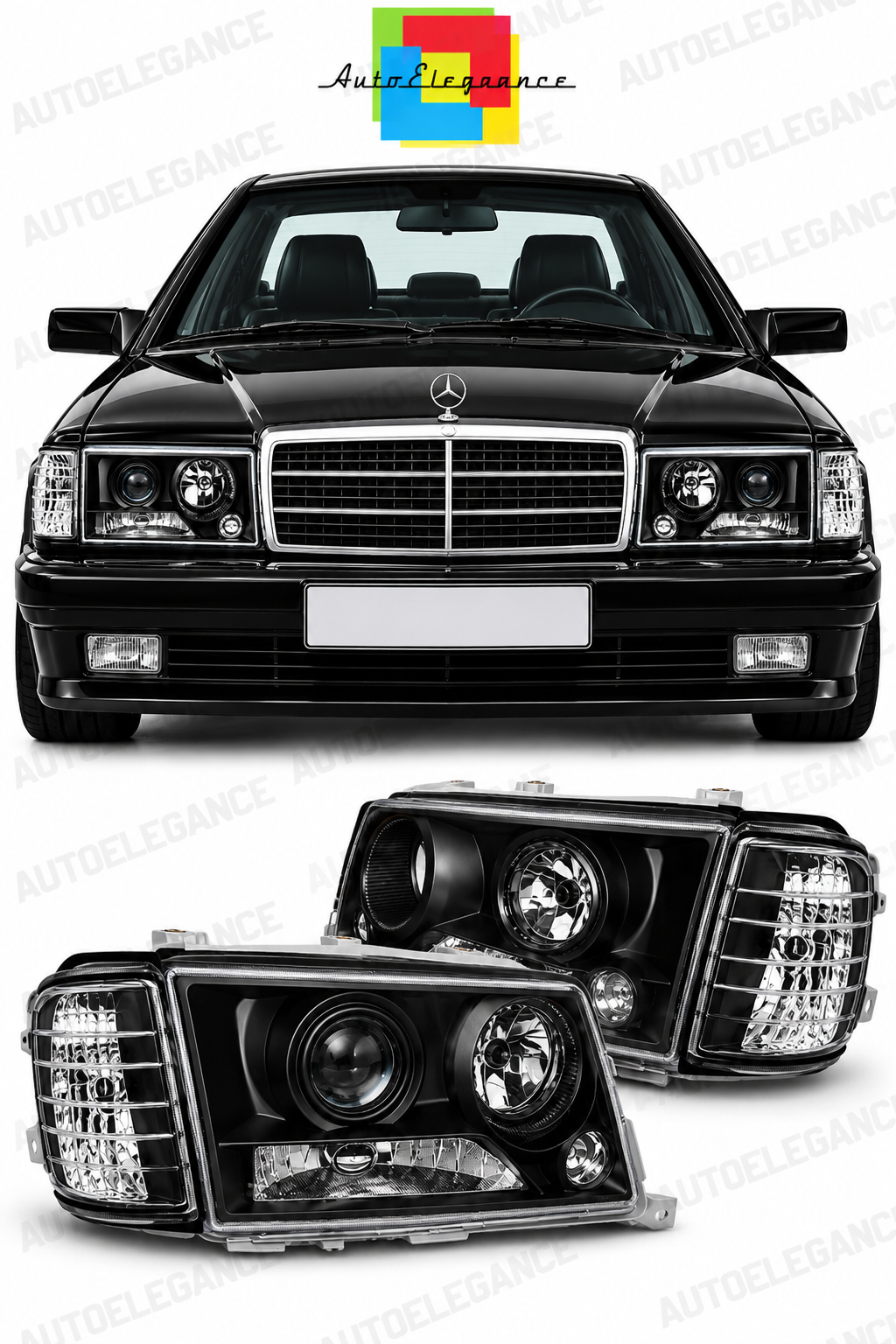 💕ART. 1611 FARI ANTERIORI ADATTO PER MERCEDES 190 W201 1982-1993 NERI💕