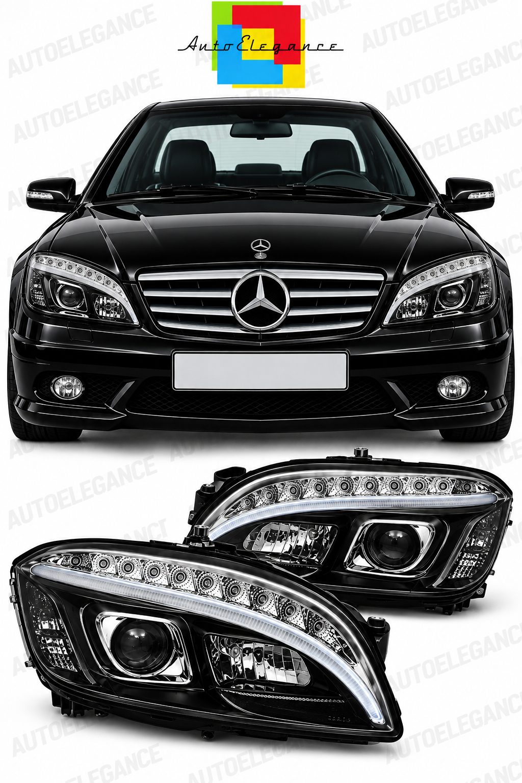 💕ART.10590 FARI  ANTERIORI ADATTO  PER MERCEDES CLASSE C W204 07-10💕