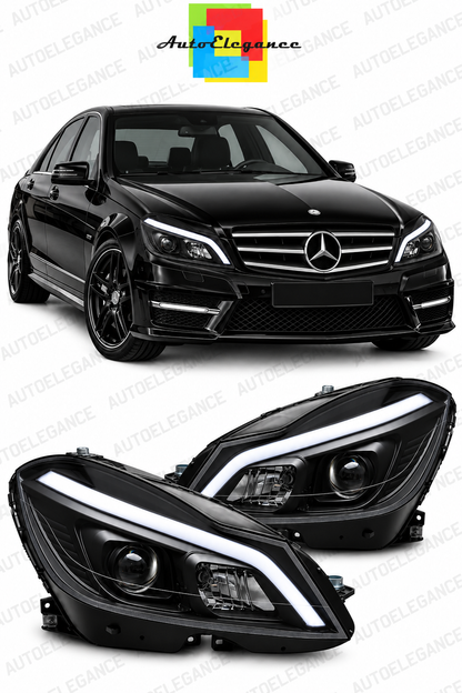 💕ART.10592 FARI ANTERIORI ADATTO PER MERCEDES CLASSE C W204 11-14 NERO💕