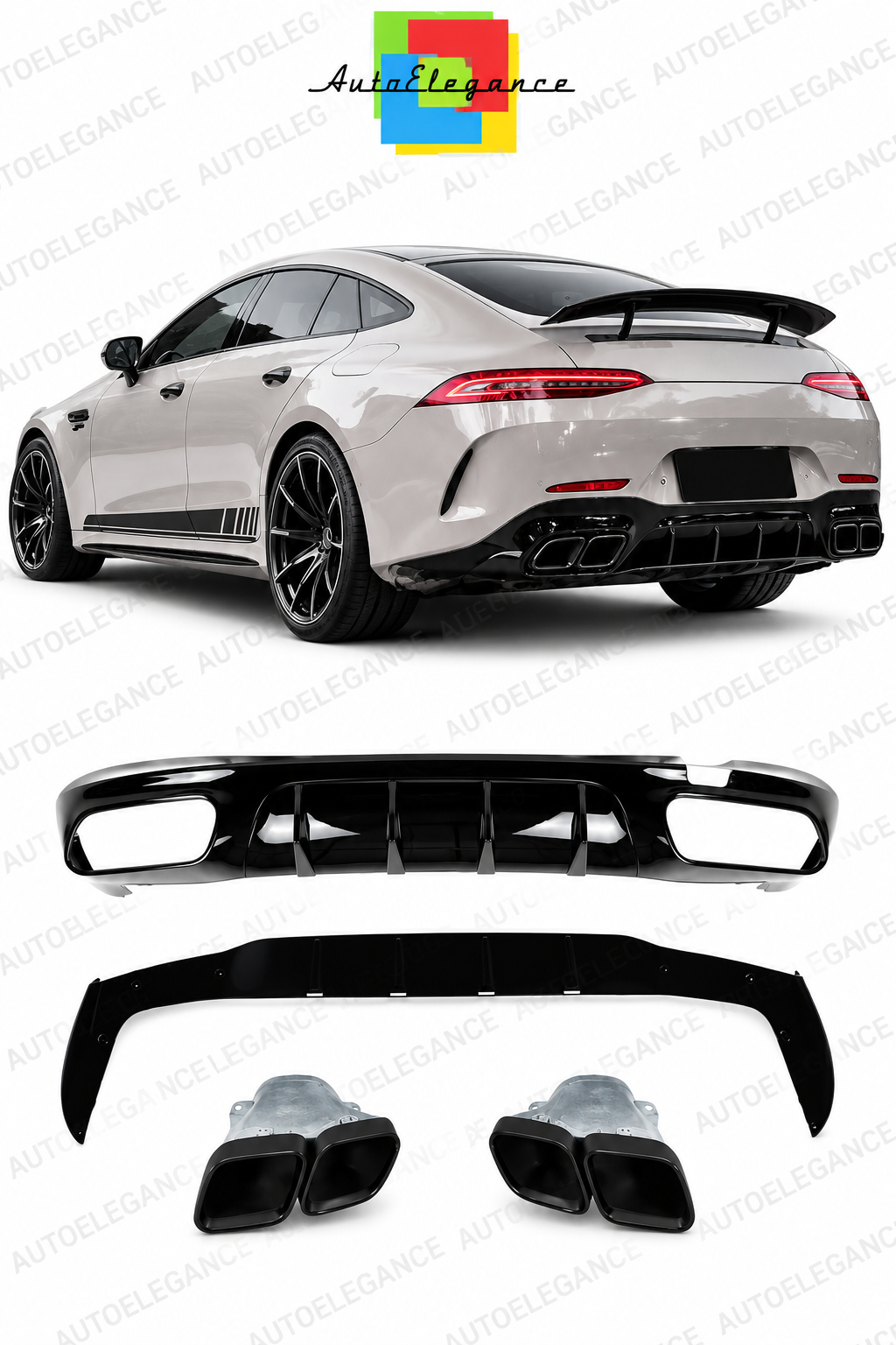 💕ART.3906  Diffusore GT63 Look per Mercedes GT (X290) 4 Porte 2019+NERO LUCID💕