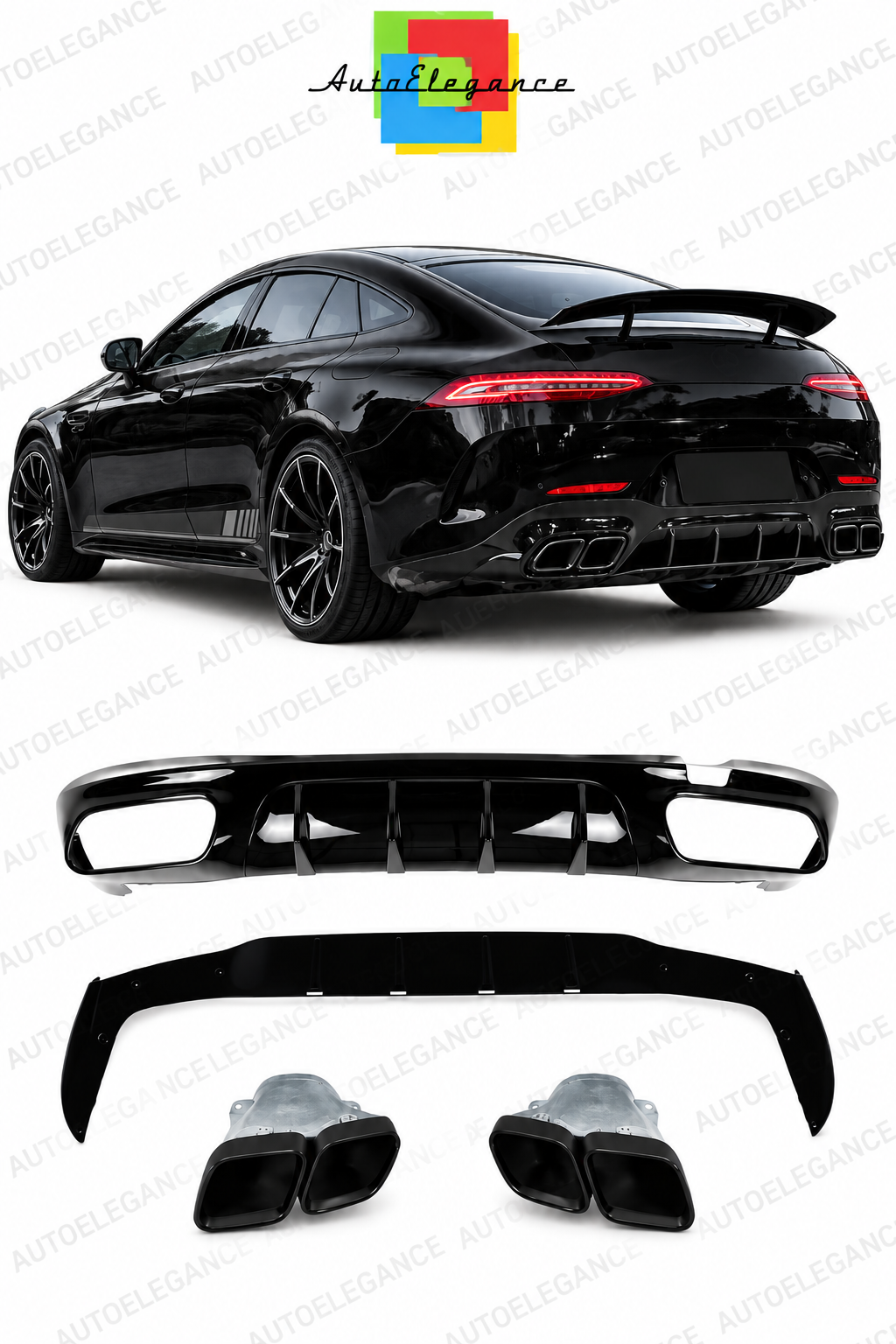 💕ART.3906  Diffusore GT63 Look per Mercedes GT (X290) 4 Porte 2019+NERO LUCID💕