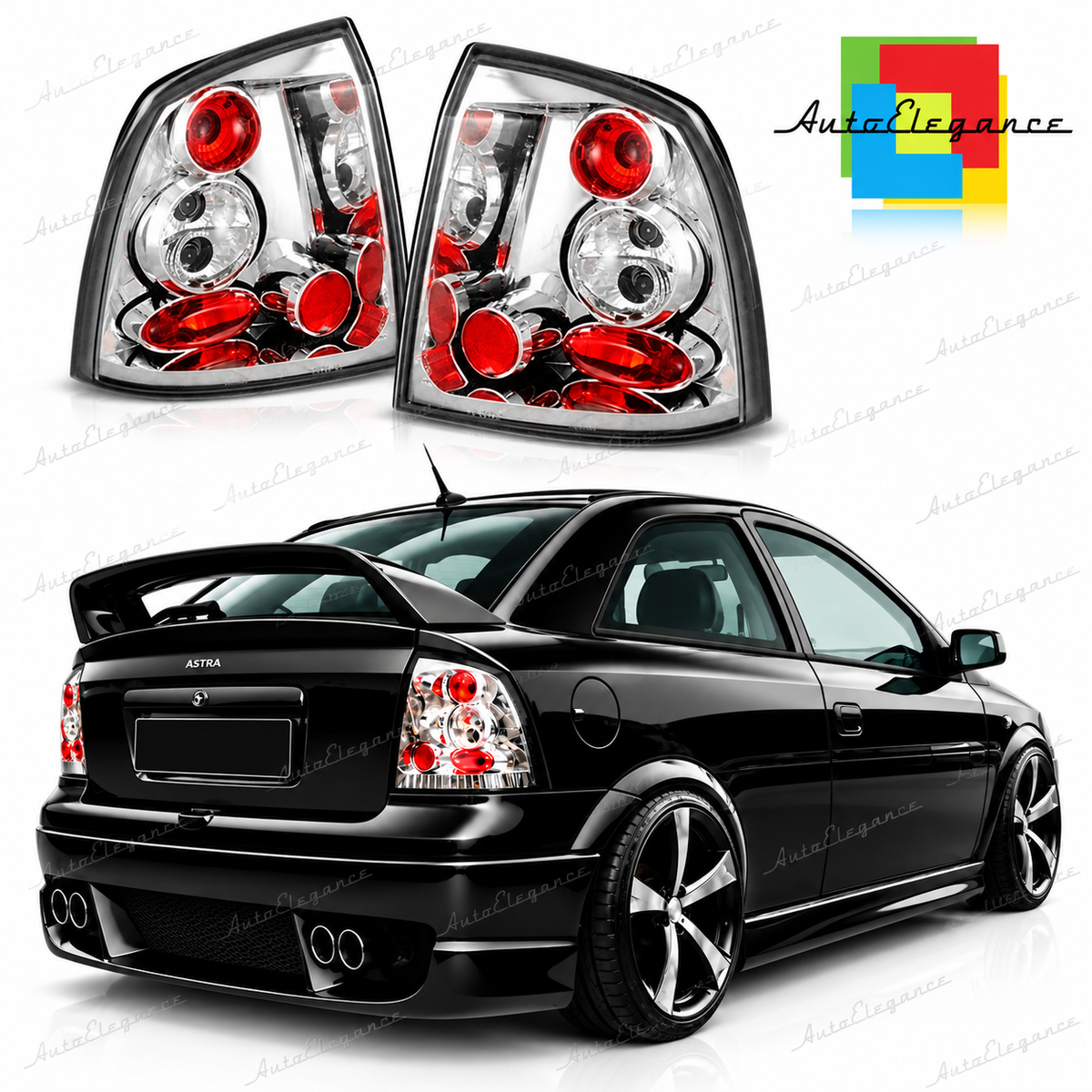 👉Fanali posteriori cromati adatto per OPEL ASTRA G 09.97-02.04 2/4P 👈
