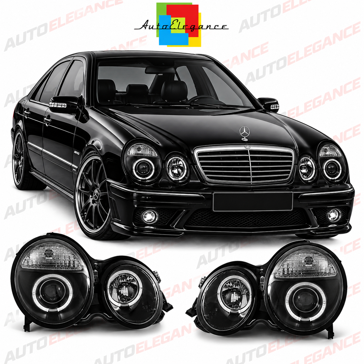 💕ART.6328 FARI  ANTERIORI ADATTO PER  MERCEDES W210 E-KLASA 06.99-02 NERI💕