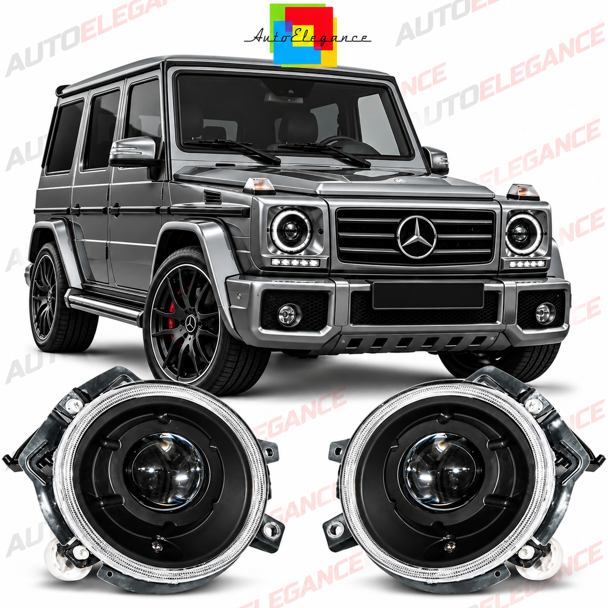 💕ART.2134 FARI ANTERIORI ADATTOPER MERCEDES G W463 NERI PER ALOGENI💕