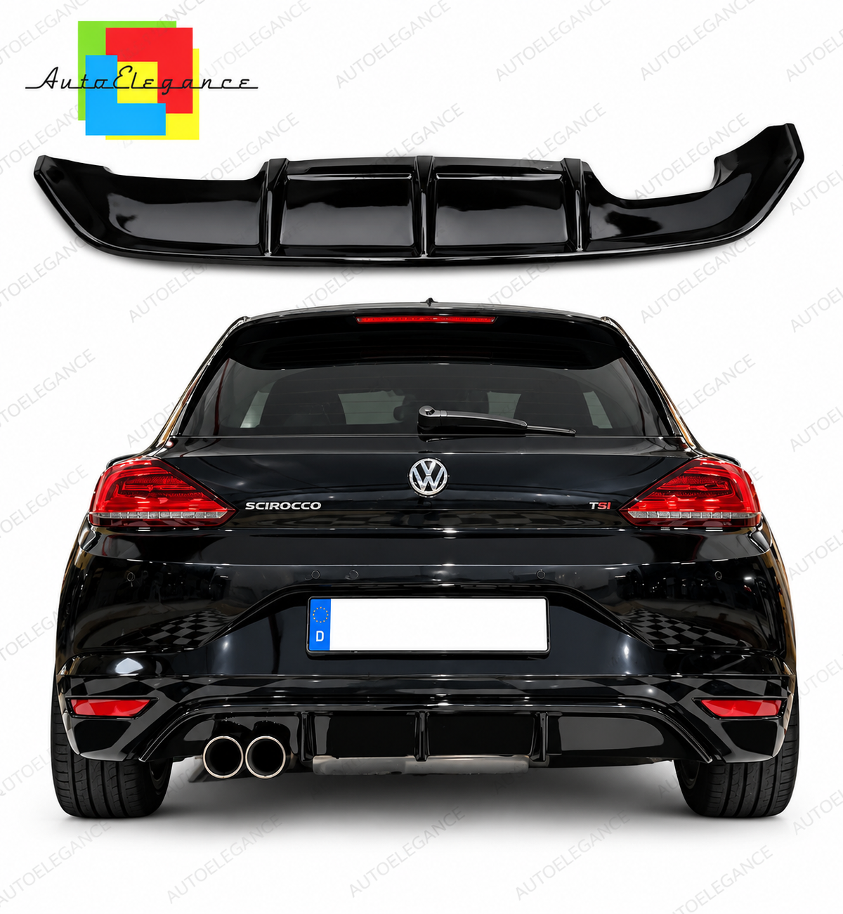👉Diffusore Sotto Paraurti Posteriore Design R-Line adatto per VW Scirocco 15+👈