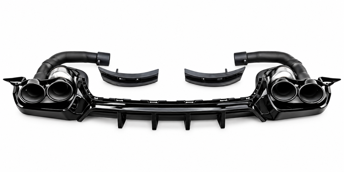 👉ART.2010 DIFFUSORE ADATTO PER AUDI Q8 2018+ S-LINE NERO CON TERMINALI 2x2👈