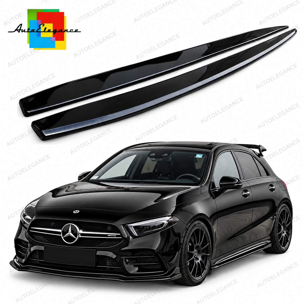👉ART.0034 Sotto Minigonne Laterali adatto per Mercedes A W177 Nero Lucido👈