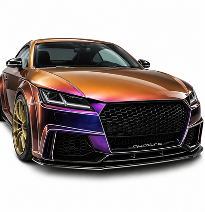 💕SPLITTER ANTERIORE ADATTO PER AUDI TT FV MK3 2015+ RS NERO LUCIDO ABS💕