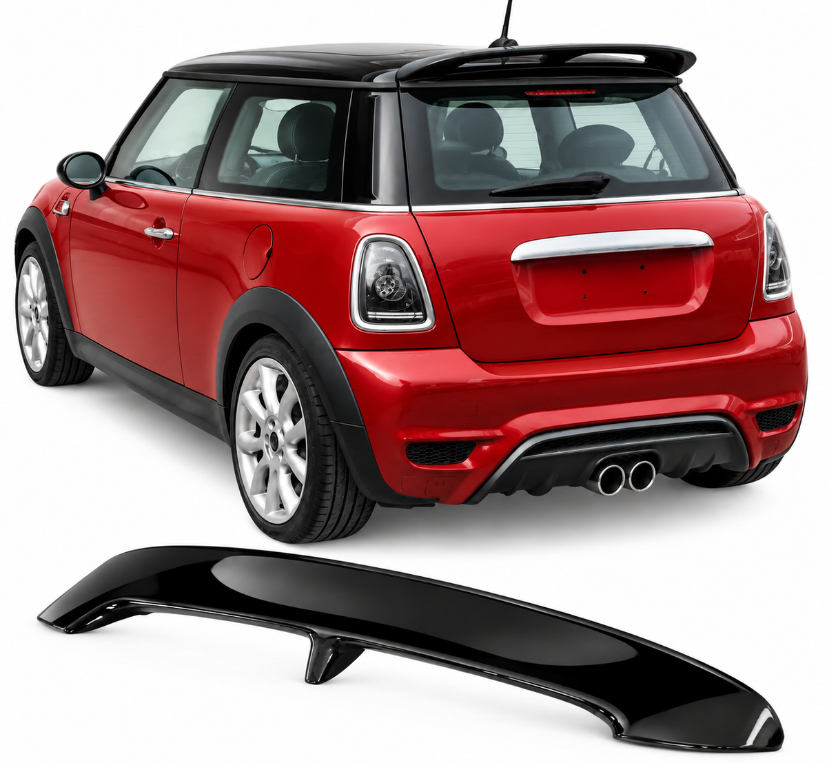 💕ART.0154 SPOILER ADATTO PER MINI COOPER R56 05-14 NERO LUCIDO LOOK SPORTIVO💕