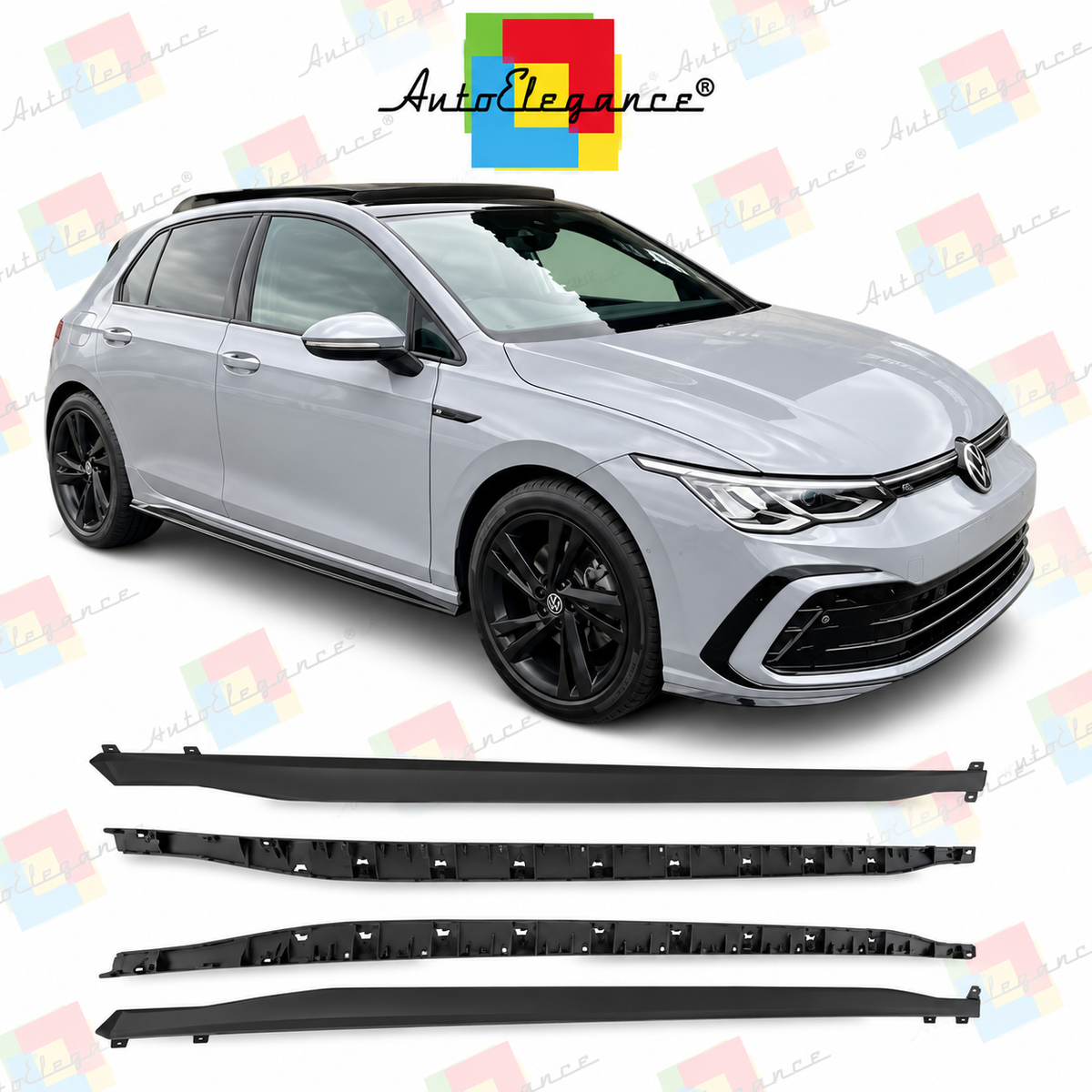 💕SOTTO MINIGONNE VOLKSWAGEN VW GOLF 8 LOOK R NERO LUCIDO💕
