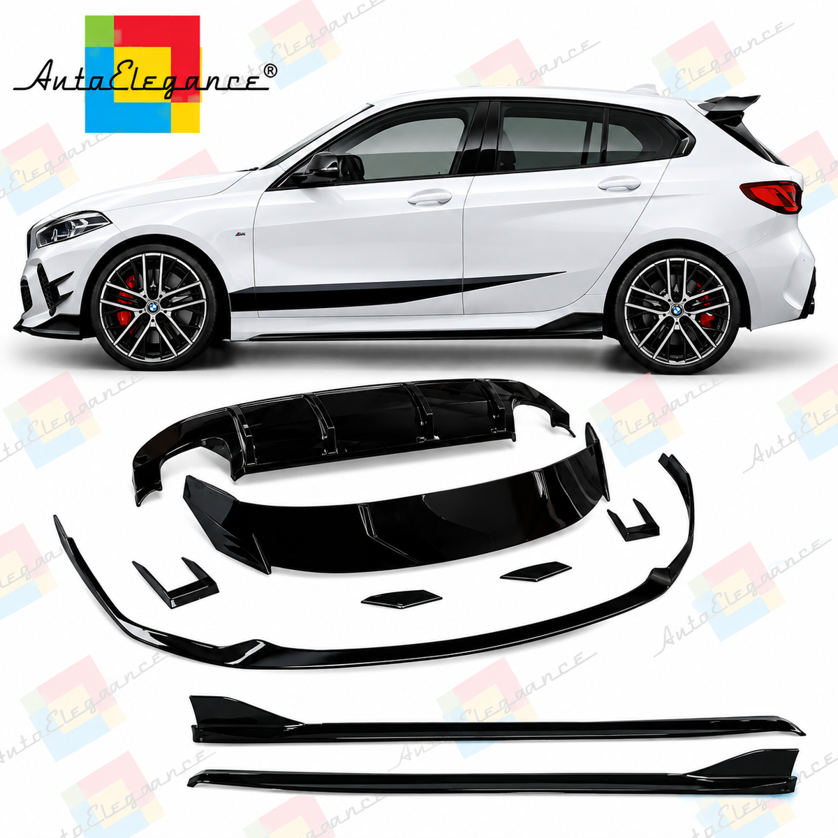 💕BODYKIT ADATTO  PER  BMW 1 F40 LOOK M PERFORMANCE NERO LUCIDO💕