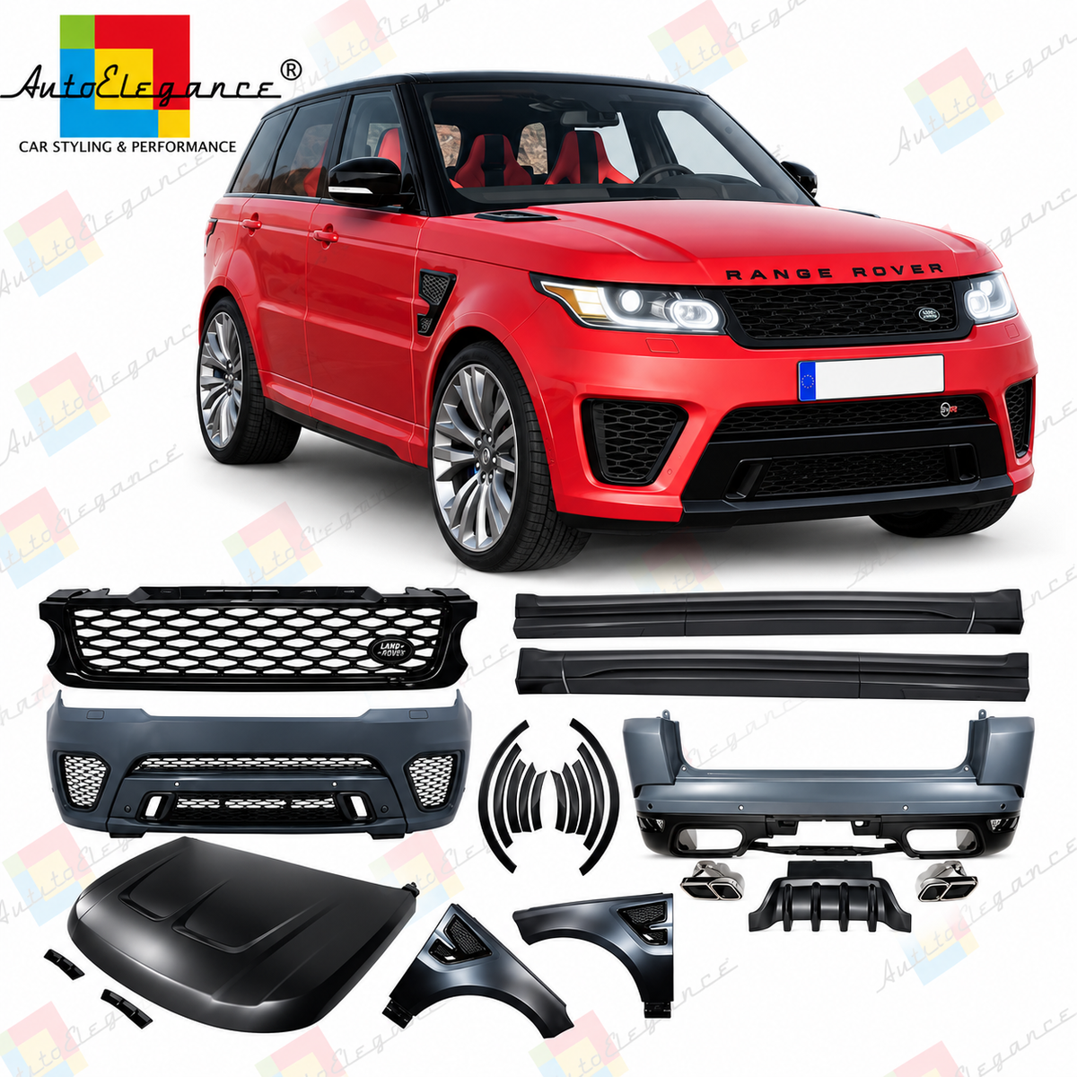 💕BODYKIT ADATTO  PER RANGE ROVER SPORT L494 18- LOOK SVR 💕