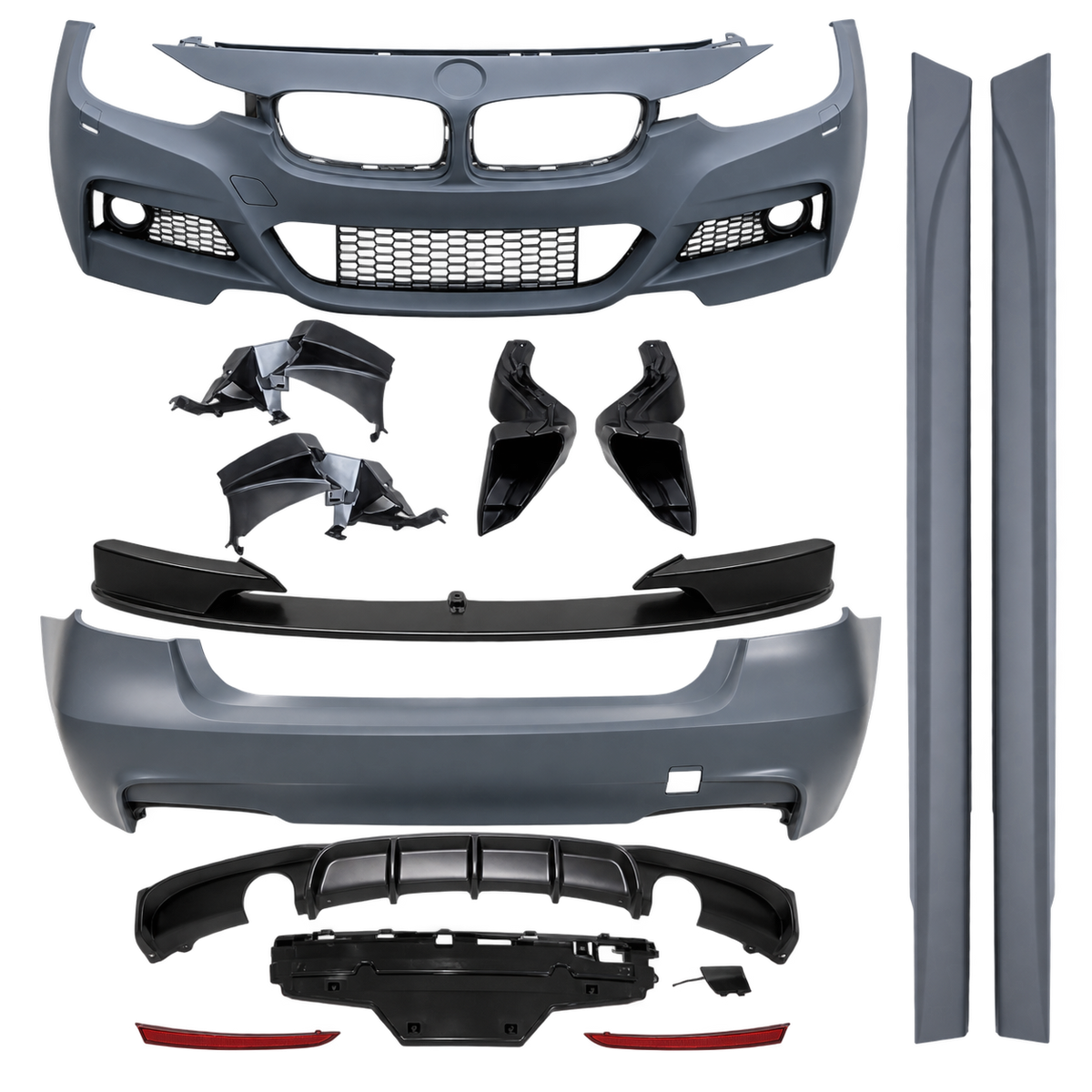 💕BODYKIT ADATTO  PER  BMW F30 LOOK M PERFORMANCE PDC 2 USCITE DI SCARICO💕
