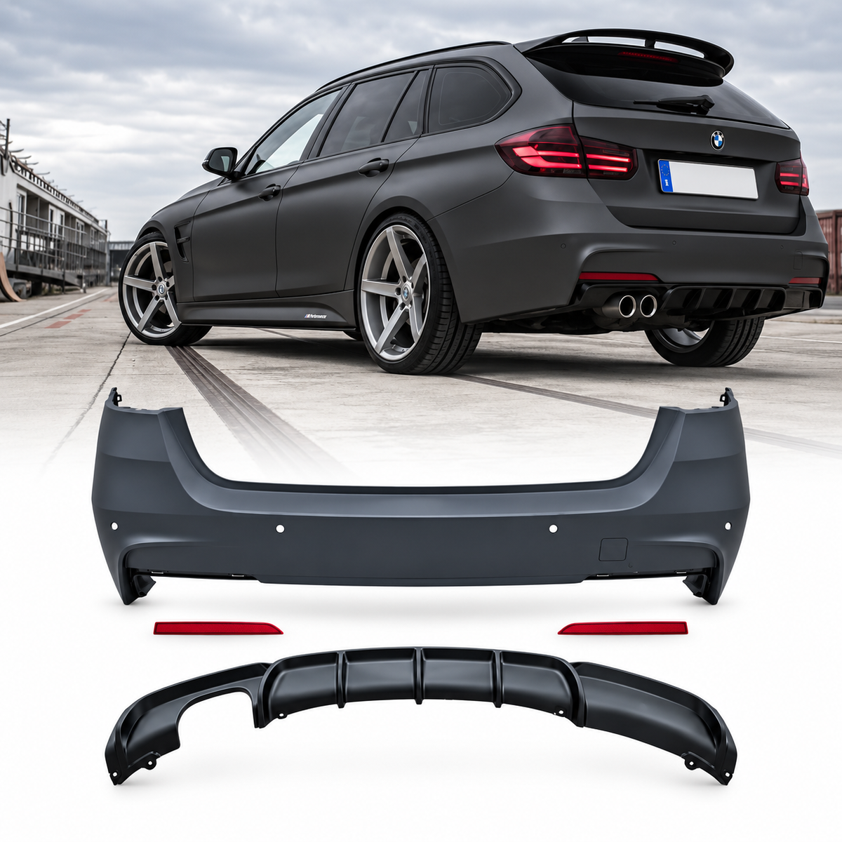 💕BODYKIT ADATTO  PER BMW F31 LOOK M PERFORMANCE USCITA DOPPIA SINISTRA💕