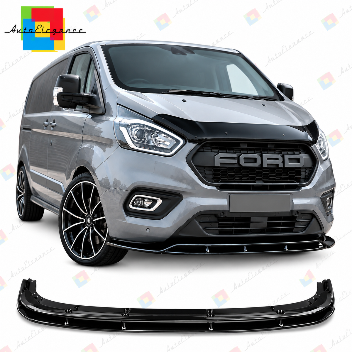 💕ART.10515 SPLITTER ADATTO  PER FORD TRANSIT CUSTOM 2018-24 NERO  LUCIDO💕