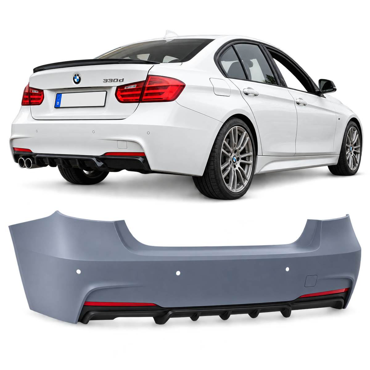 💕BODYKIT  ADATTO PER  BMW F30 LOOK M PERFORMANCE PDC USCITA DOPPIA💕