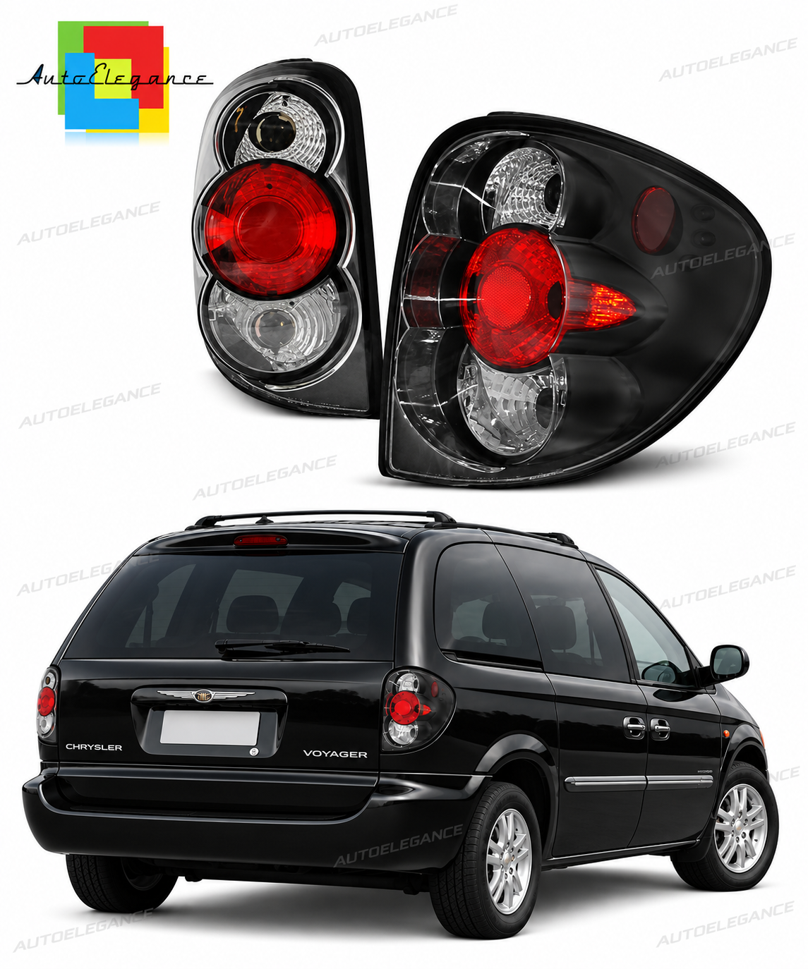 👉Fanali posteriori NERI adatto per CHRYSLER VOYAGER 2001-2003 👈