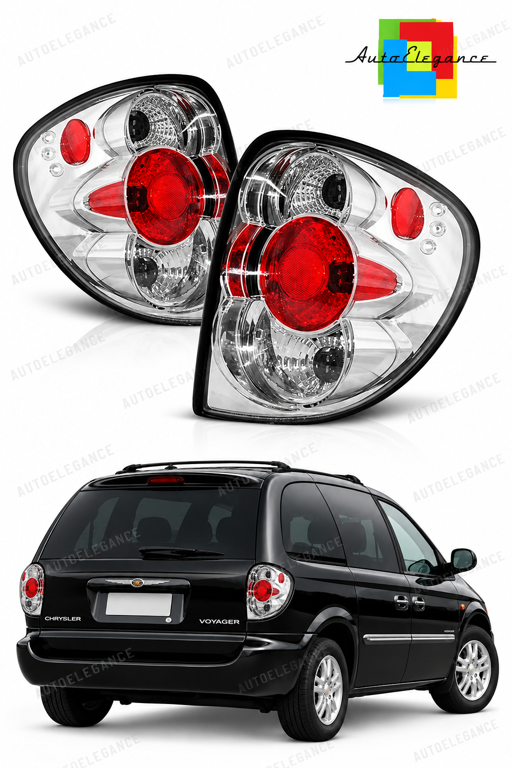 👉Fanali Posteriori adatto per CHRYSLER VOYAGER 03.01-03.04 CROMATO👈