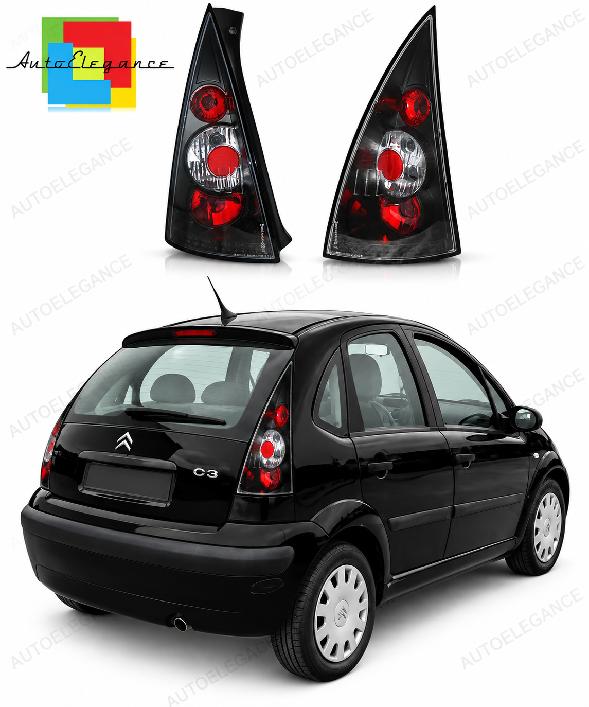 👉Fanali posteriori adatto per CITROEN C3 03.02-08.05 NERI👈
