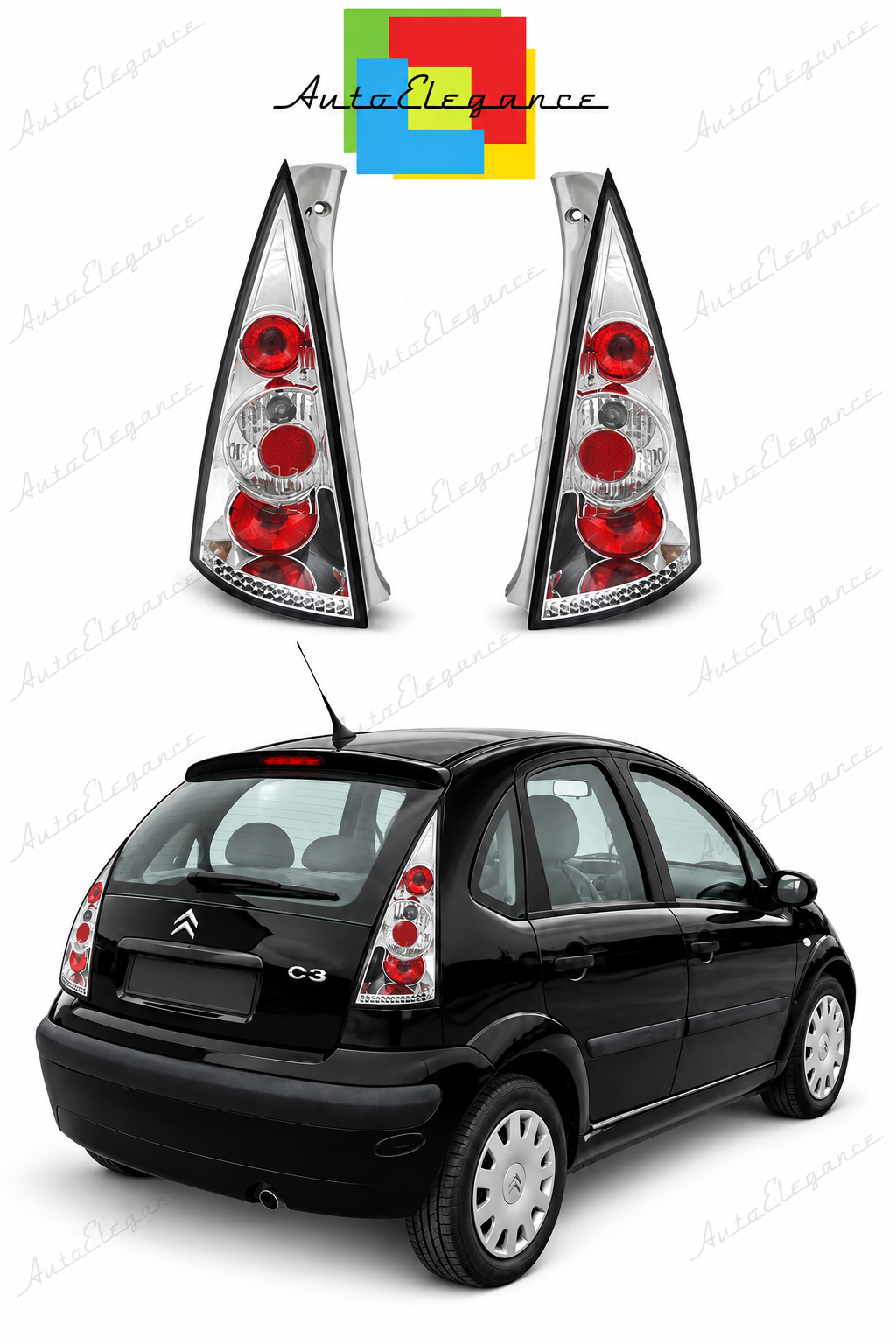 👉Fanali posteriori adatto per CITROEN C3 03.02-08.05 cromati👈