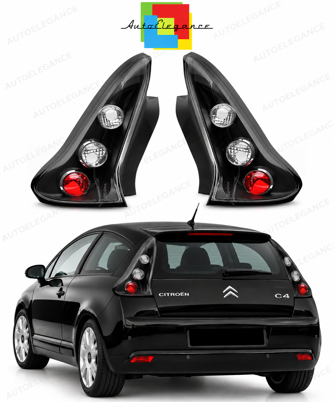 👉Fanali posteriori adatto per CITROEN C4 COUPE 04-10 NERI👈