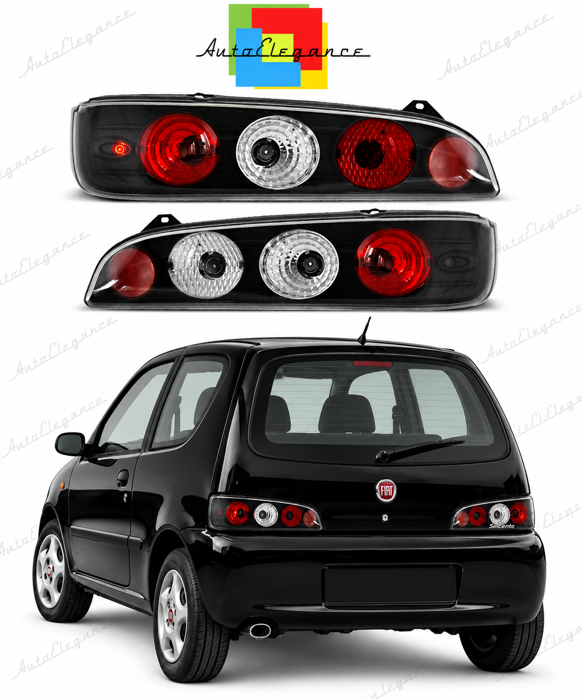 👉Fanali posteriori adatto per FIAT SEICINTO 600 98-10 NERI👈
