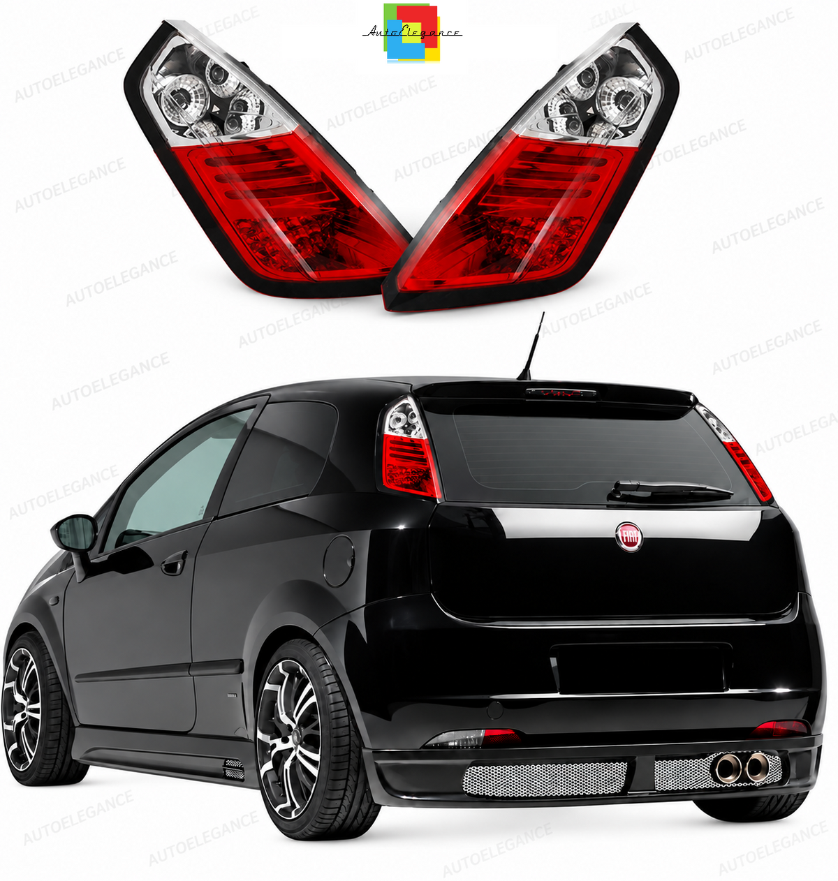 👉Fari posteriori adatto per FIAT Grande Punto 05-09 rosso/bianco LED👈