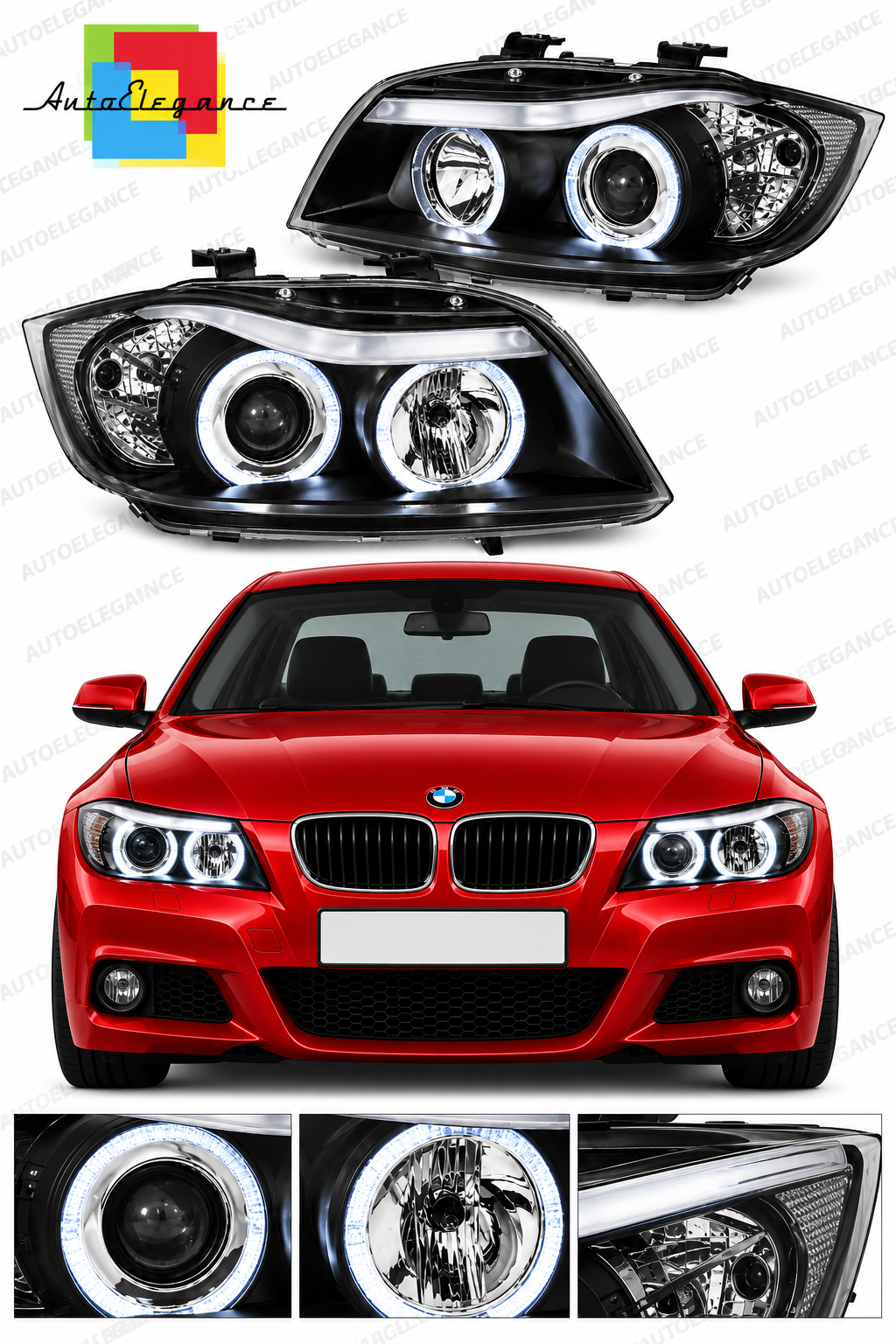 💕ART.10529 FARI  ANTERIORI  ADATTO  PER BMW 3 E90/E91 05-08 NERO💕