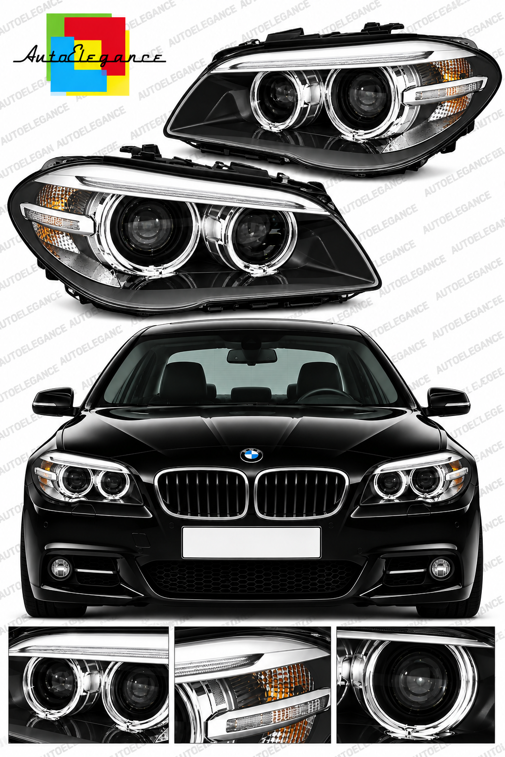 💕ART.10530 FARI ANTERIORI ADATTO PER XENON  BMW 5 F10 F11 10-07.13 NERO💕