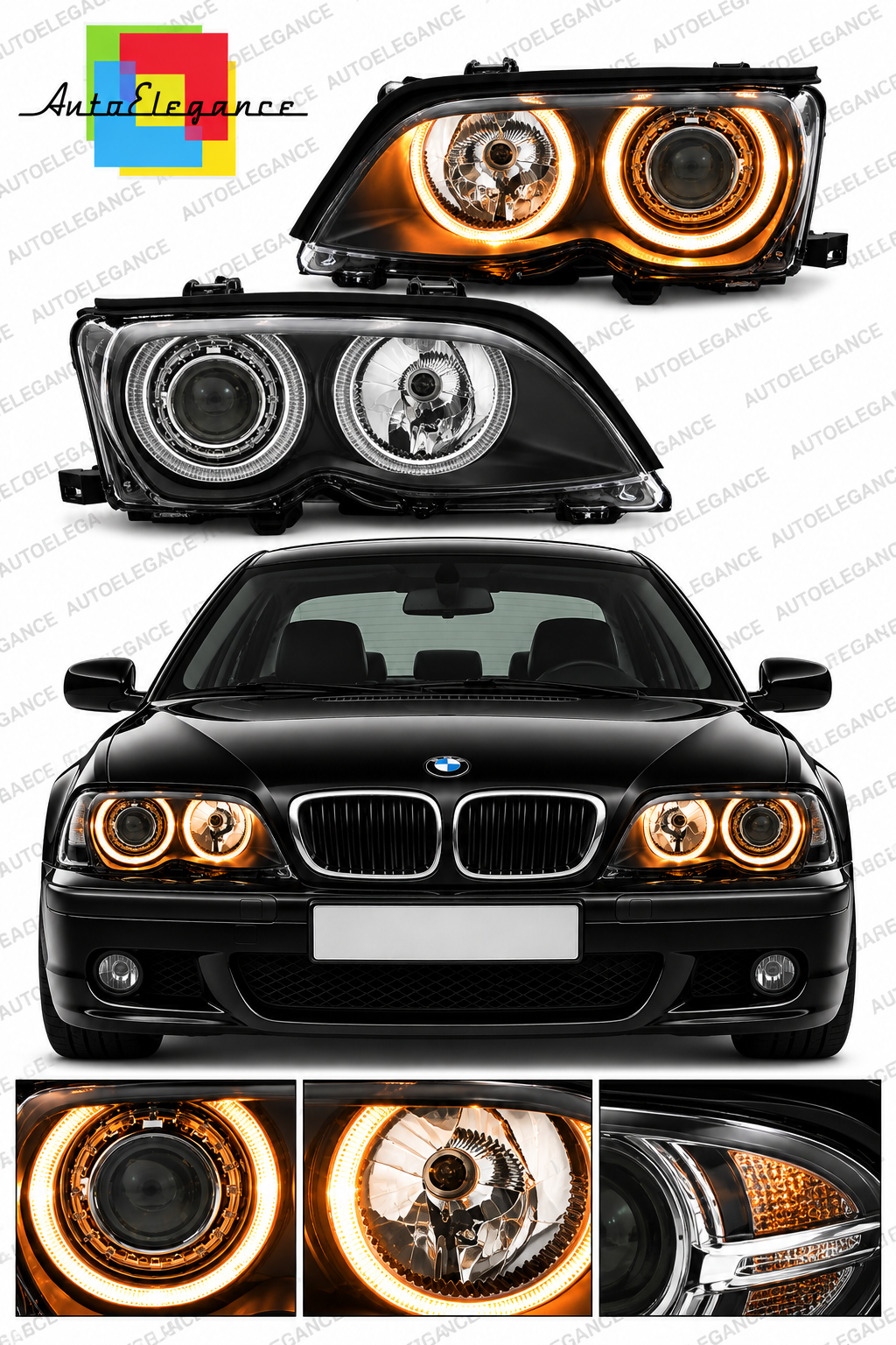 💕ART.10532 FARI  POSTERIORI ADATTO  PER BMW 3 E46 09.01-03.05 S/T NERI💕