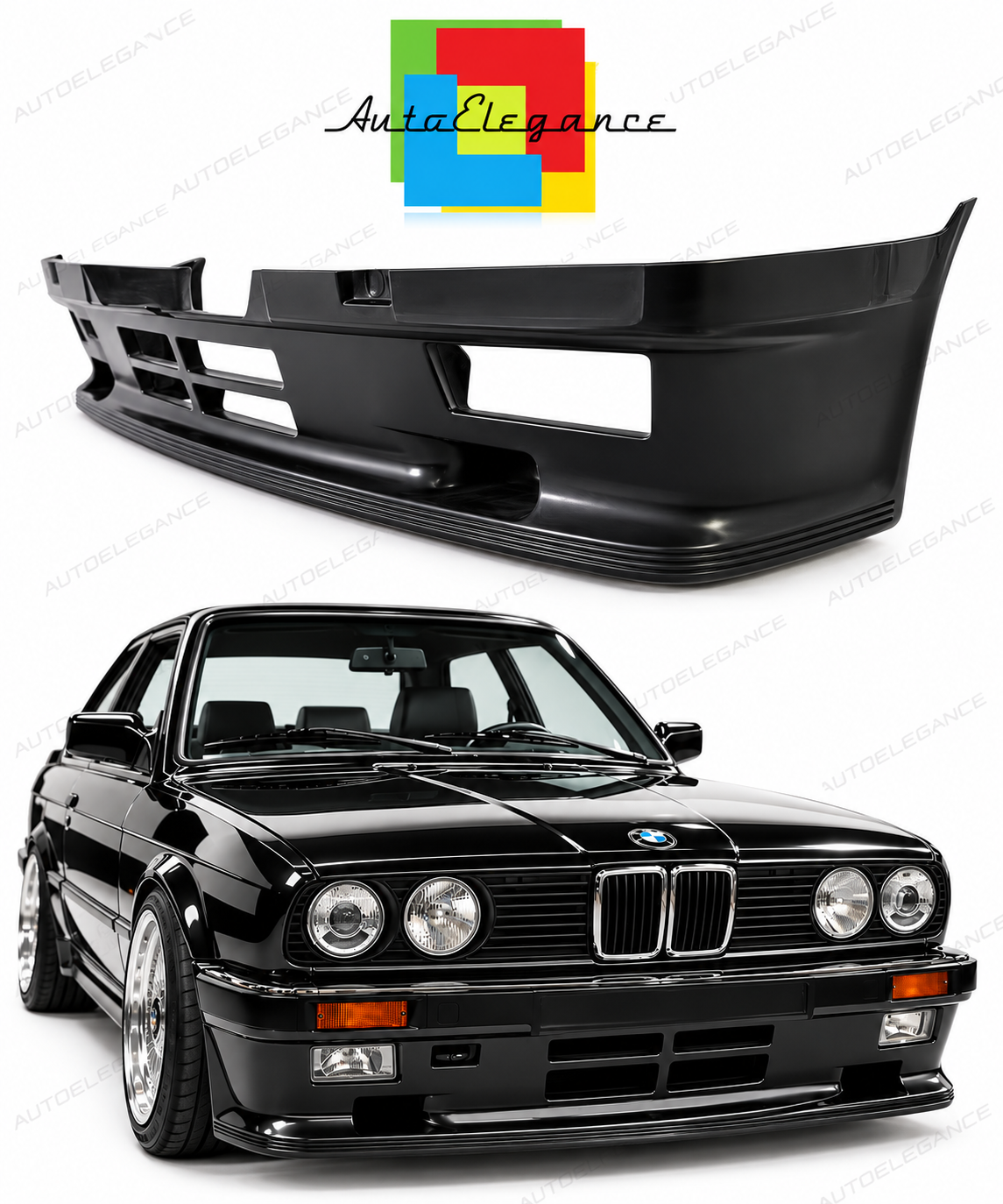 👉PARAURTI ANTERIORE ADATTO PER BMW E30 LOOK MTECH GREZZO VETRORESINA👈