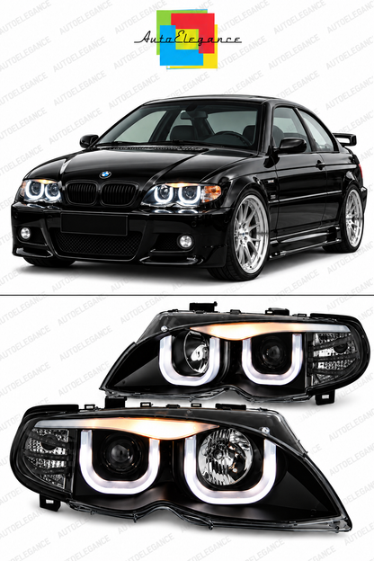 💕ART.10546 FARI  ANTERIORI ADATTO  PER BMW 3 E46 09.01-03.05 S/T NERO💕
