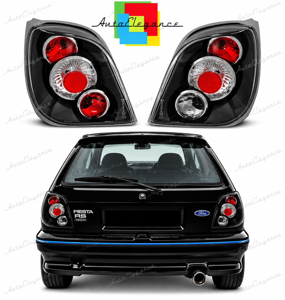👉Fari Posteriori adatto per FORD FIESTA MK3 04.89-09.95 NERI👈