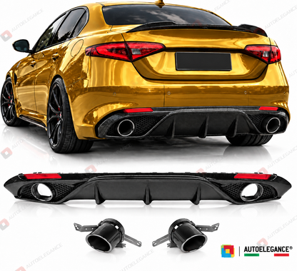 👉ART.10550 Diffusore +terminale neri Carbon Look adatto per Alfa Romeo Giulia👈