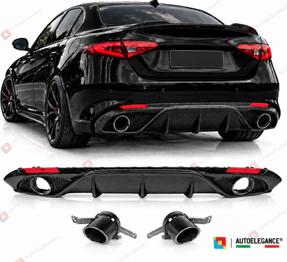 👉ART.10550 Diffusore +terminale neri Carbon Look adatto per Alfa Romeo Giulia👈